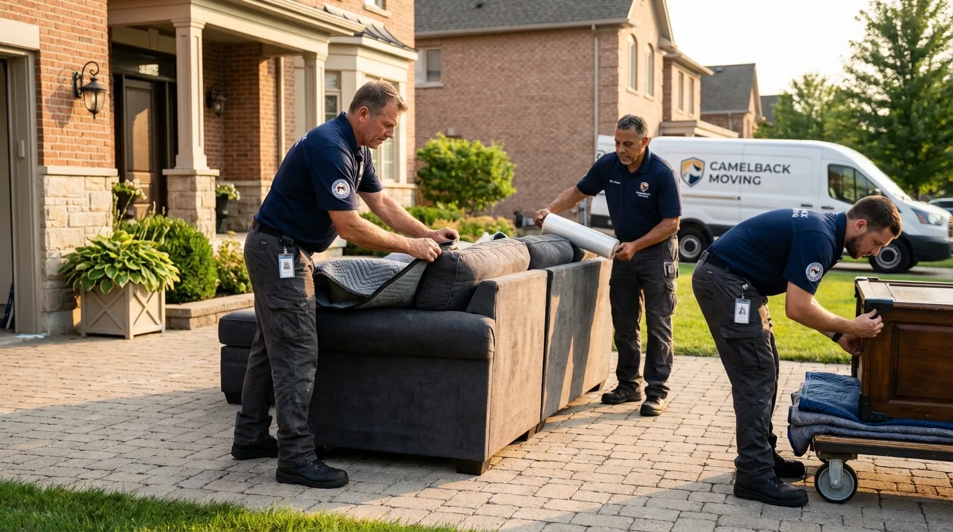 Large estate moving crew wrapping furniture in Deville, LA