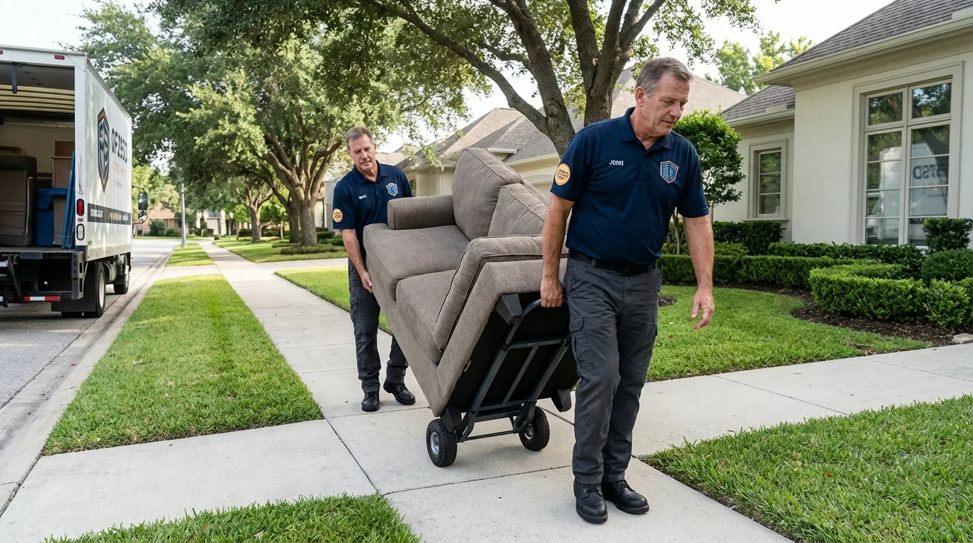 Local residential moving crew loading furniture in Deville, LA